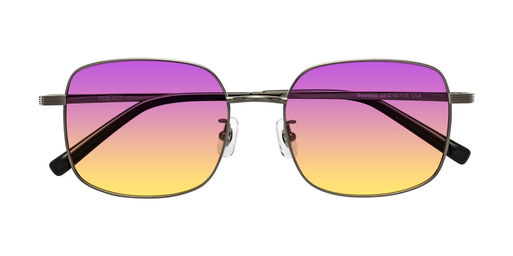 Folded Front of Newman in Gunmetal with Purple / Yellow Gradient Lenses
