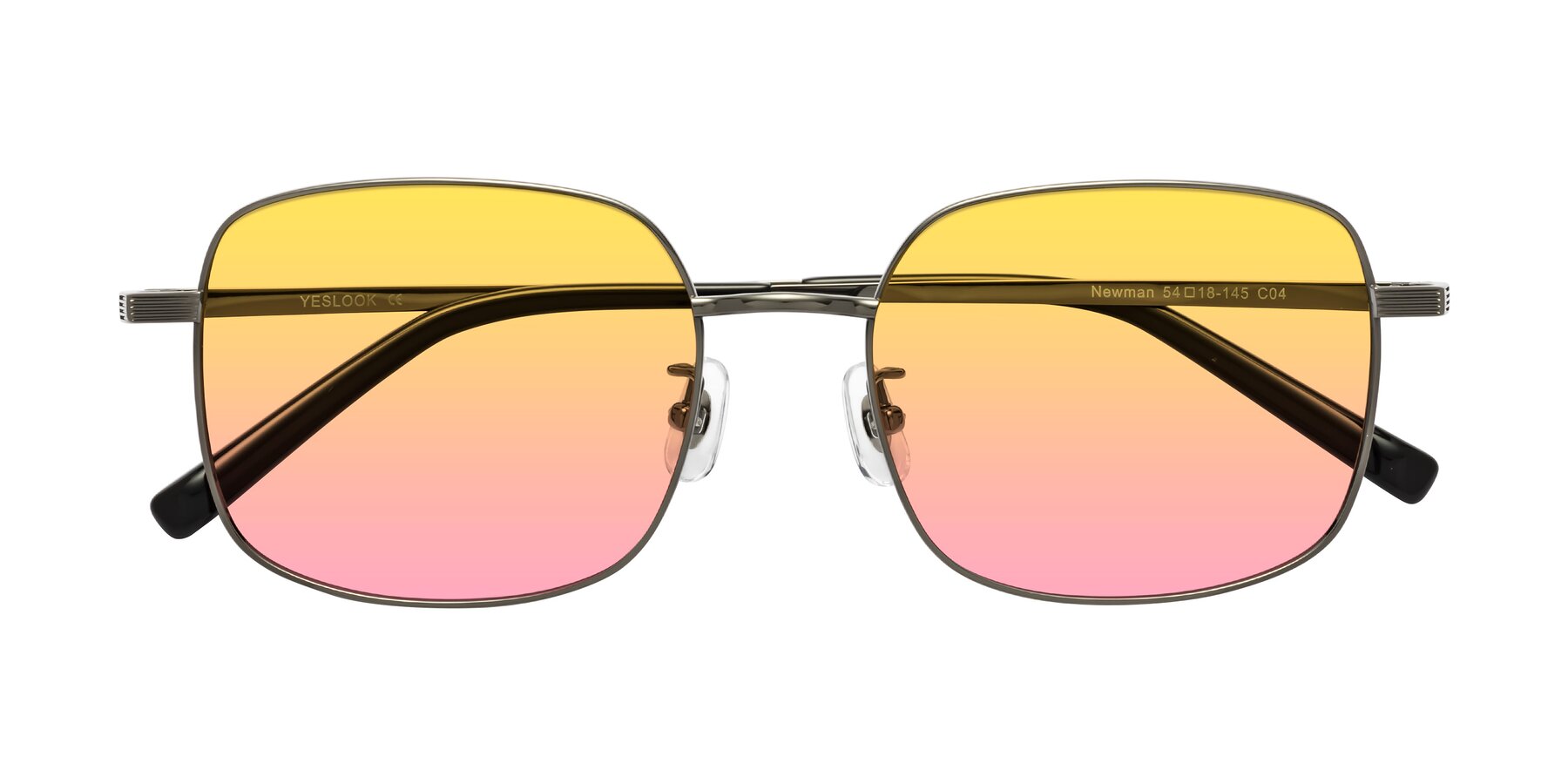 Folded Front of Newman in Gunmetal with Yellow / Pink Gradient Lenses