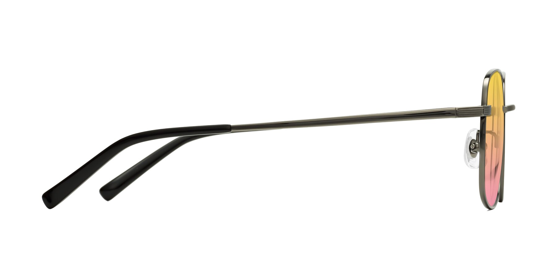 Side of Newman in Gunmetal with Yellow / Pink Gradient Lenses