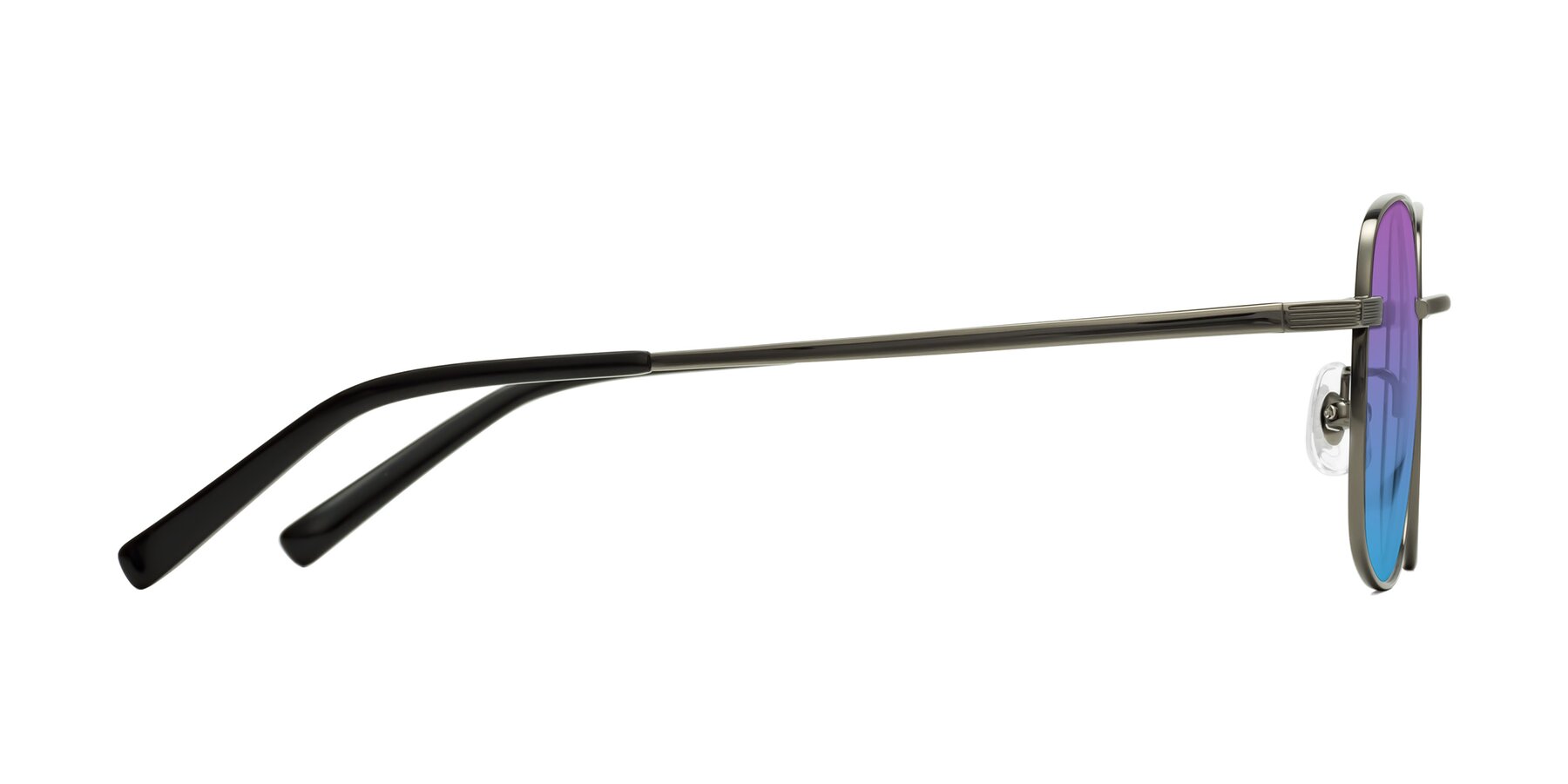 Side of Newman in Gunmetal with Purple / Blue Gradient Lenses