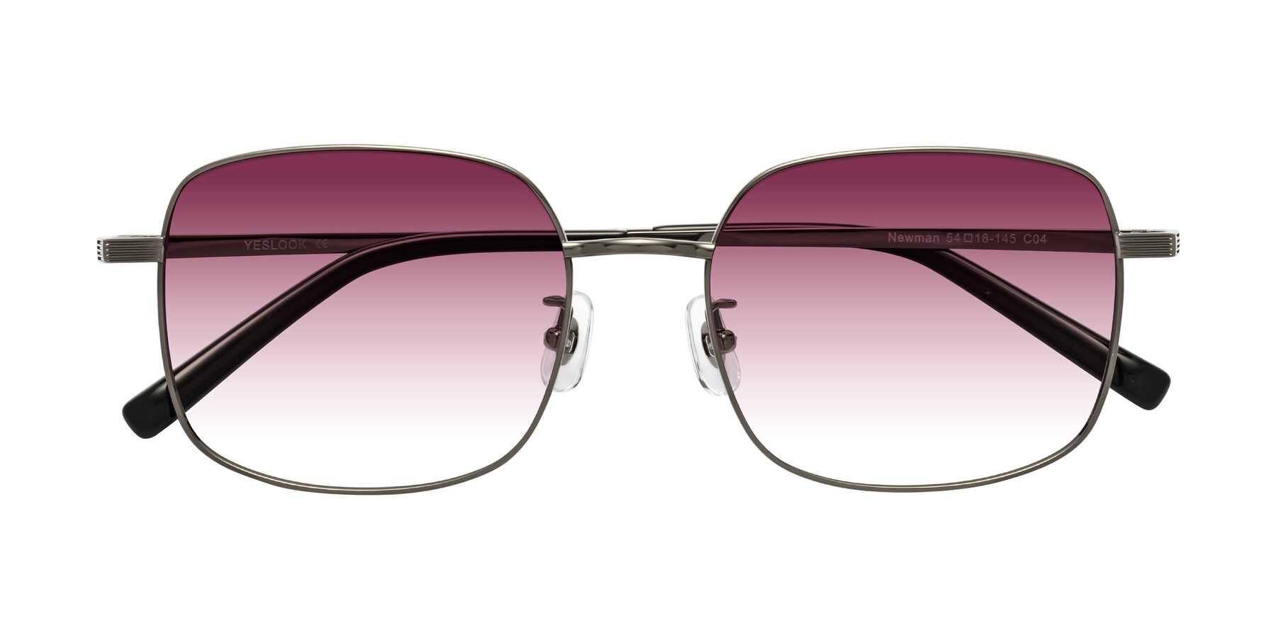 Folded Front of Newman in Gunmetal with Wine Gradient Lenses