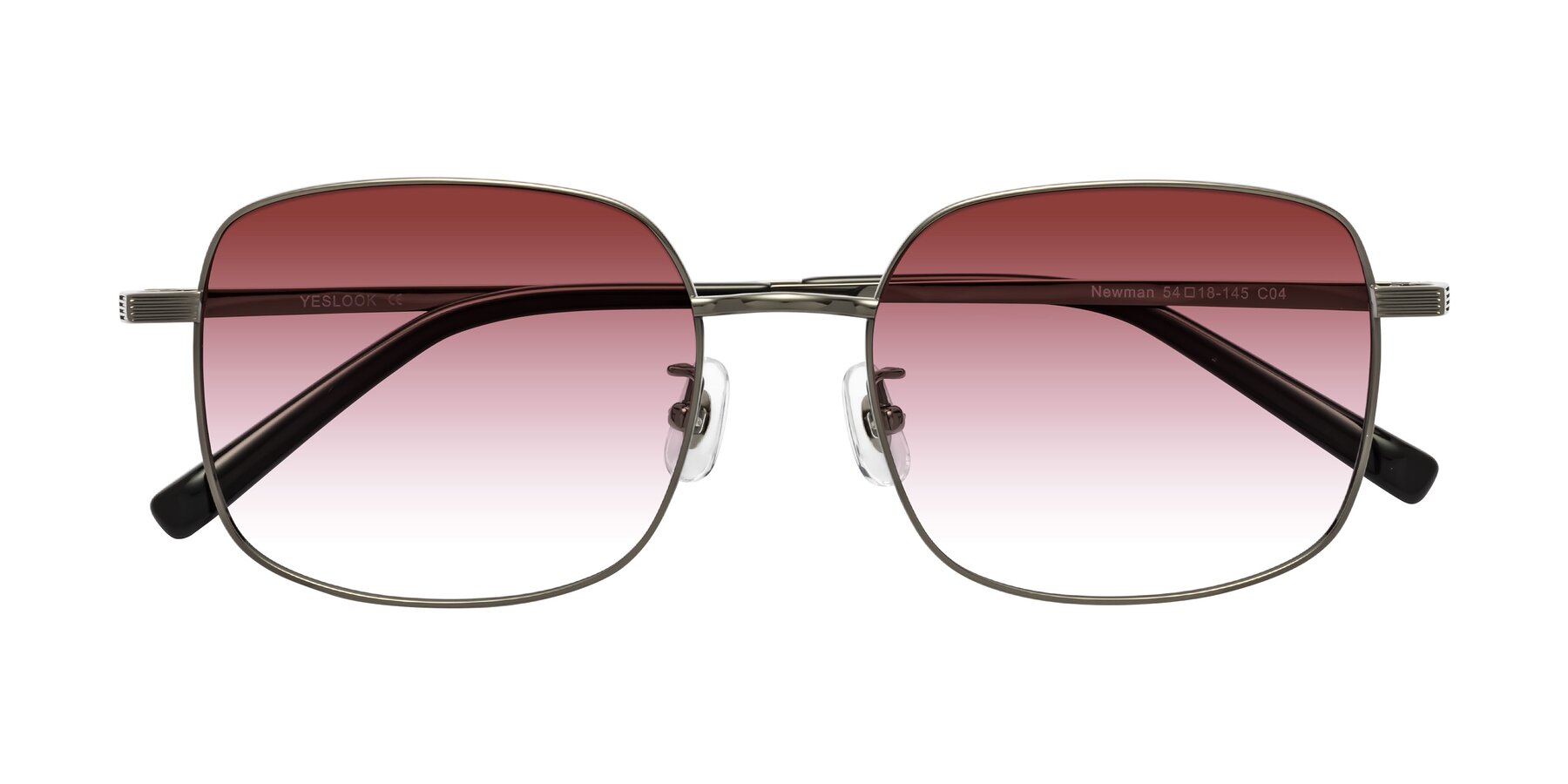 Folded Front of Newman in Gunmetal with Garnet Gradient Lenses