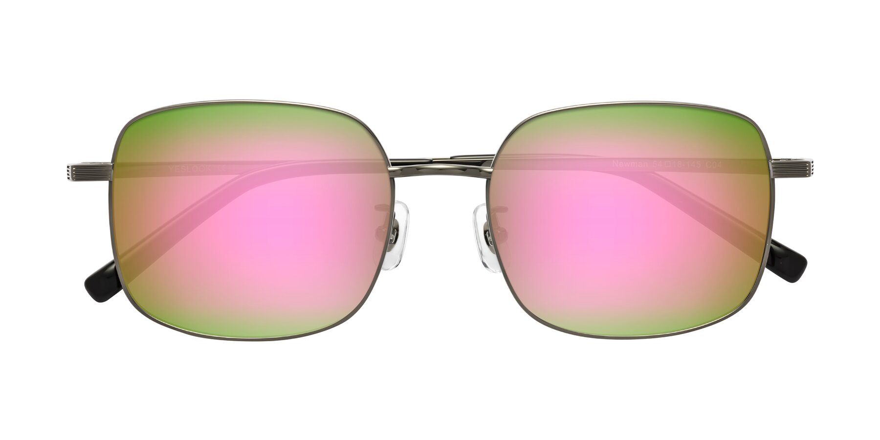 Folded Front of Newman in Gunmetal with Pink Mirrored Lenses