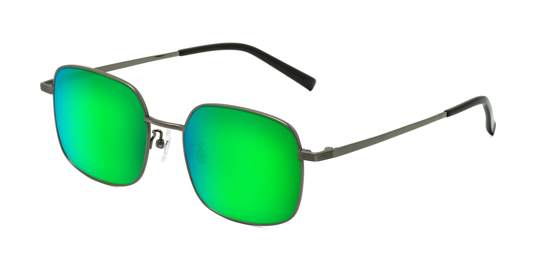 Angle of Newman in Gunmetal with Green Mirrored Lenses
