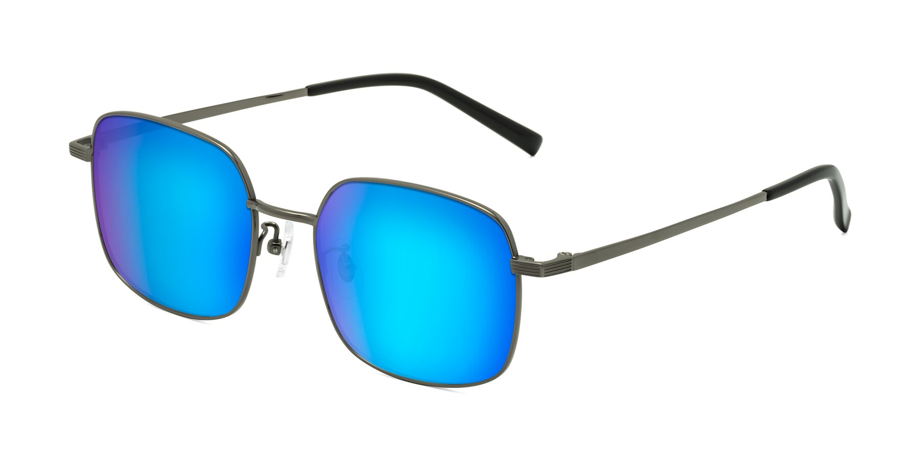 Angle of Newman in Gunmetal with Blue Mirrored Lenses