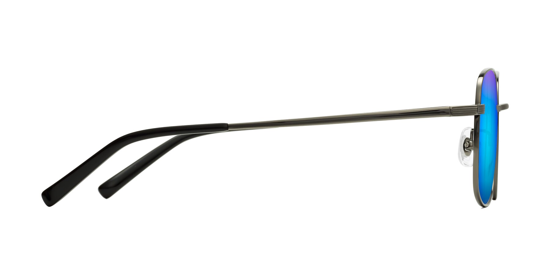 Side of Newman in Gunmetal with Blue Mirrored Lenses