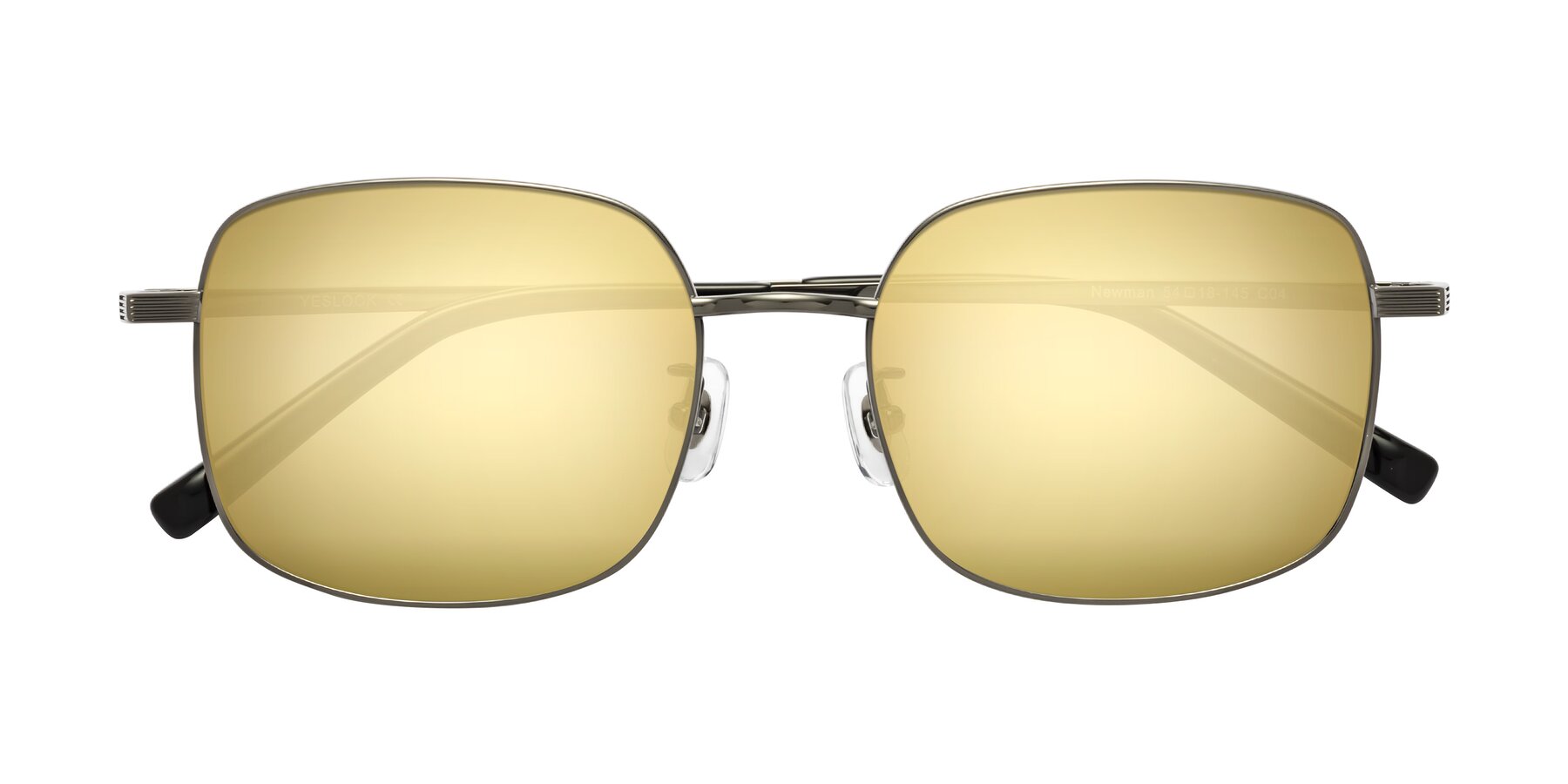 Folded Front of Newman in Gunmetal with Gold Mirrored Lenses