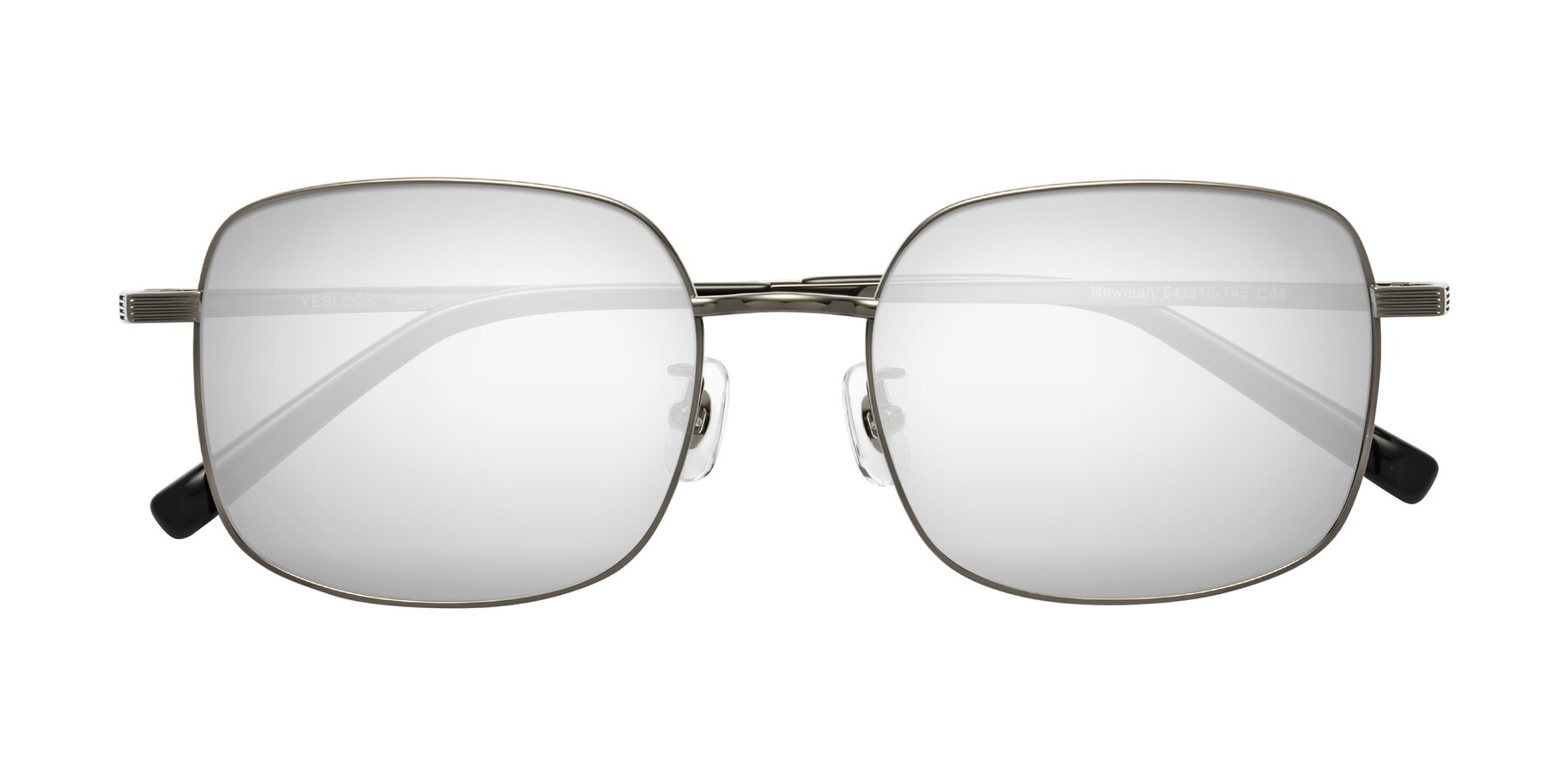 Folded Front of Newman in Gunmetal with Silver Mirrored Lenses