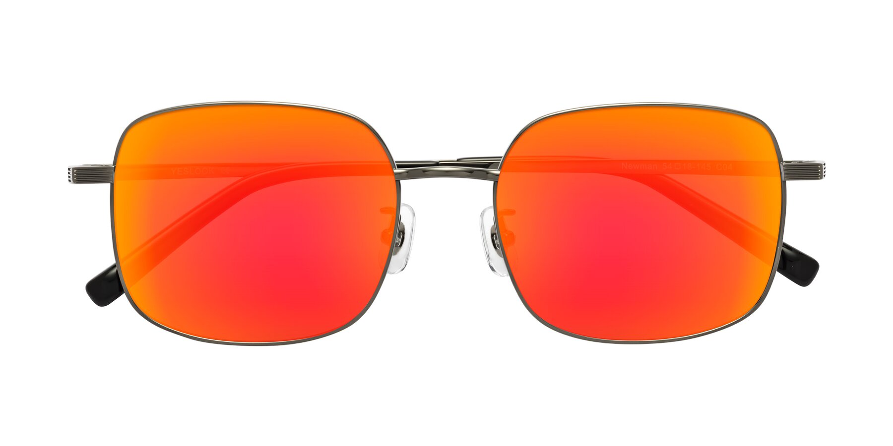 Folded Front of Newman in Gunmetal with Red Gold Mirrored Lenses