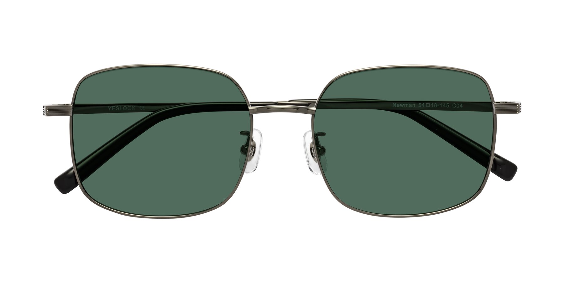 Folded Front of Newman in Gunmetal with Green Polarized Lenses