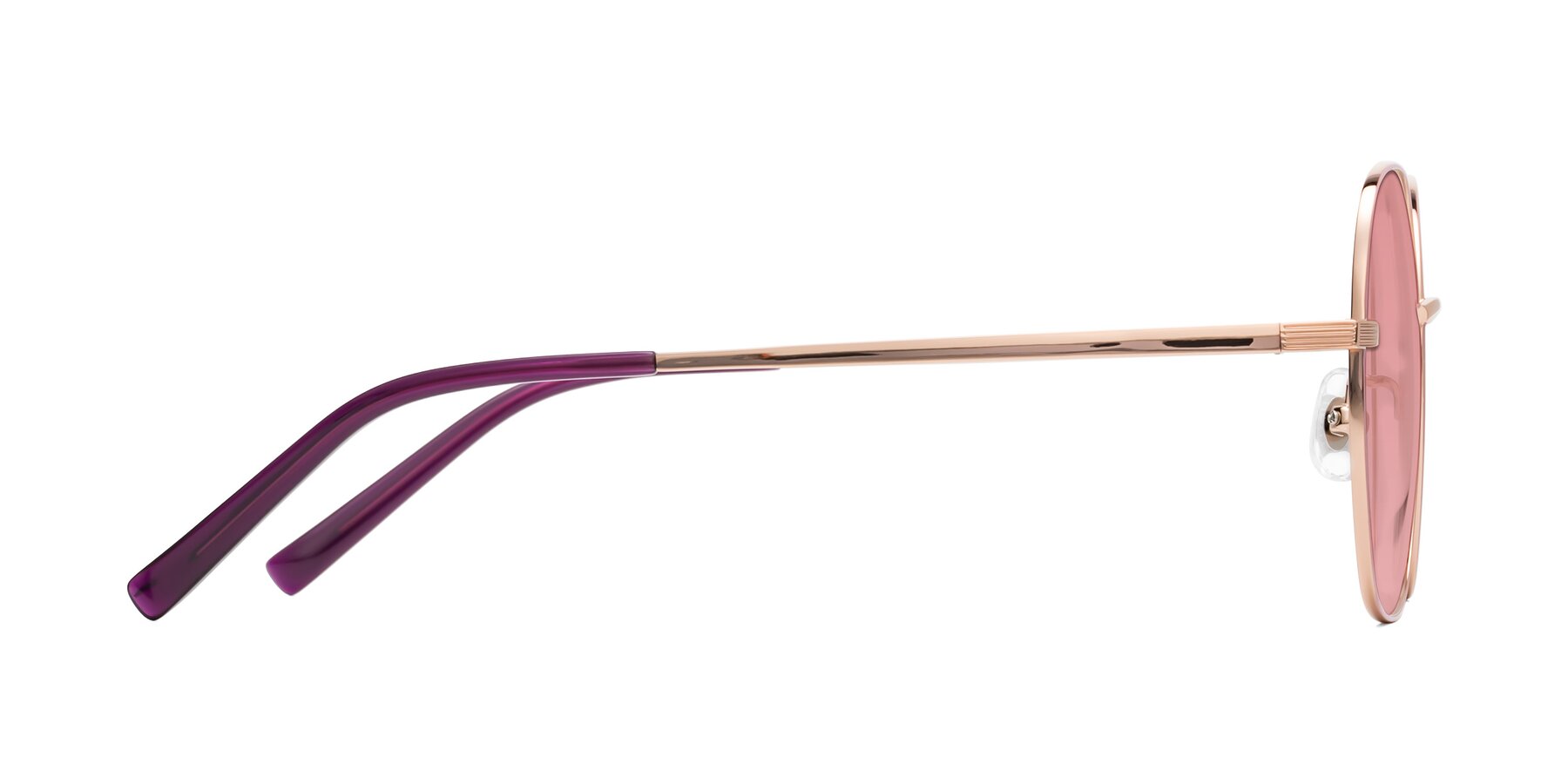Side of Zissy in Pink-Rose Gold with Medium Garnet Tinted Lenses