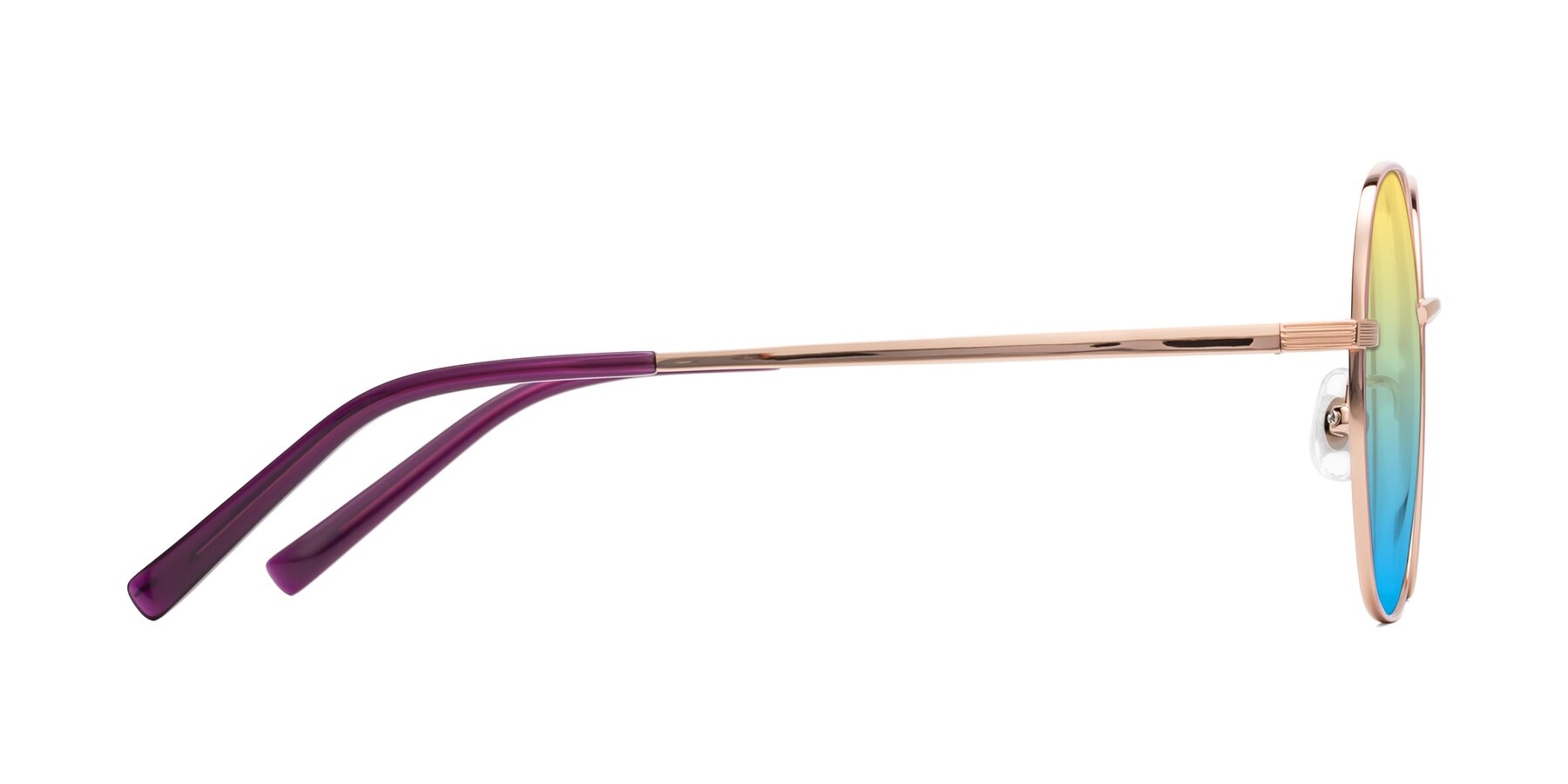 Side of Zissy in Pink-Rose Gold with Yellow / Blue Gradient Lenses