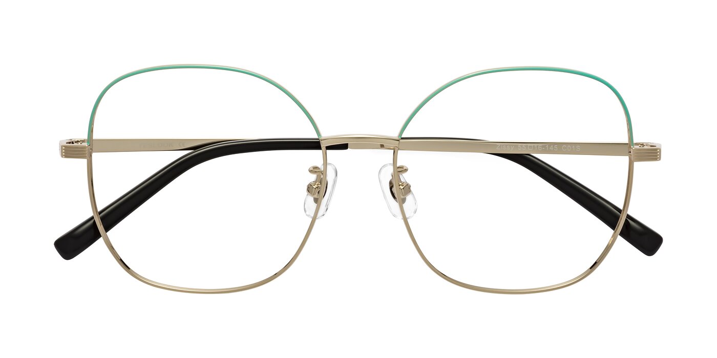 Zissy - Teal/Light Gold Eyeglasses