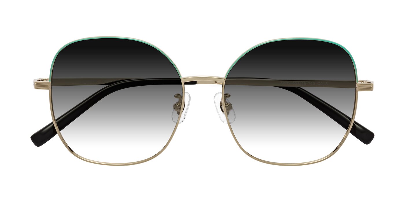 Zissy - Teal/Light Gold Gradient Sunglasses