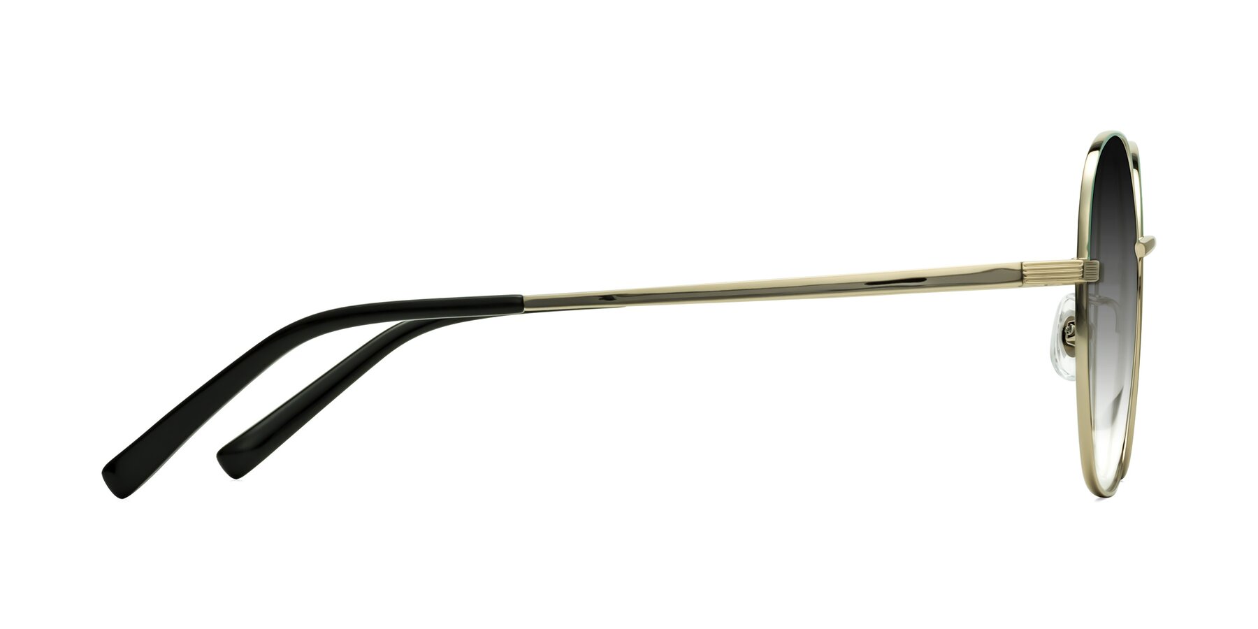Side of Zissy in Teal-Light Gold with Gray Gradient Lenses