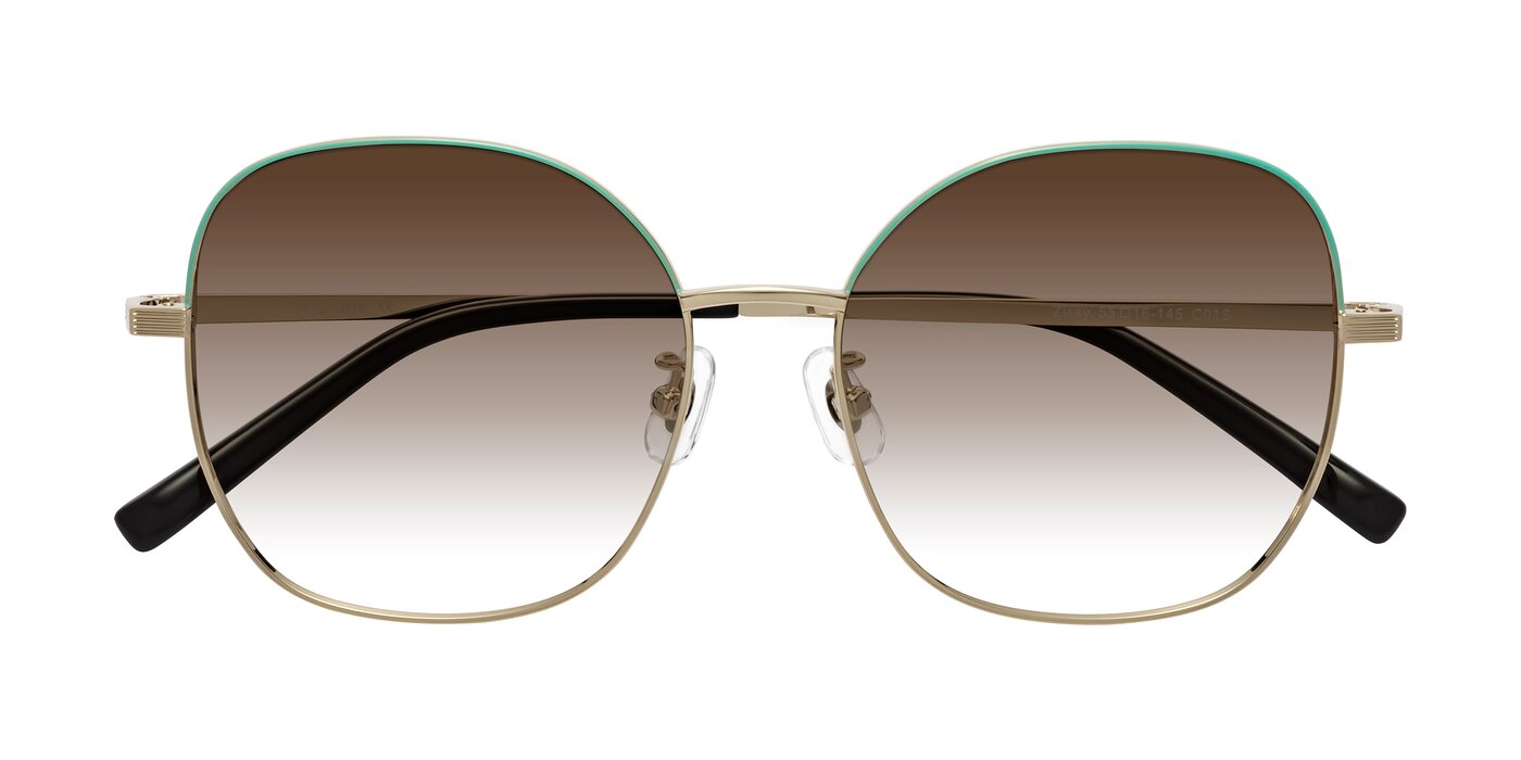 Zissy - Teal/Light Gold Gradient Sunglasses