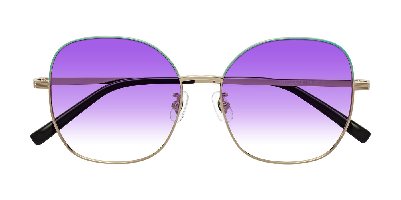 Zissy - Teal / Light Gold Gradient Sunglasses