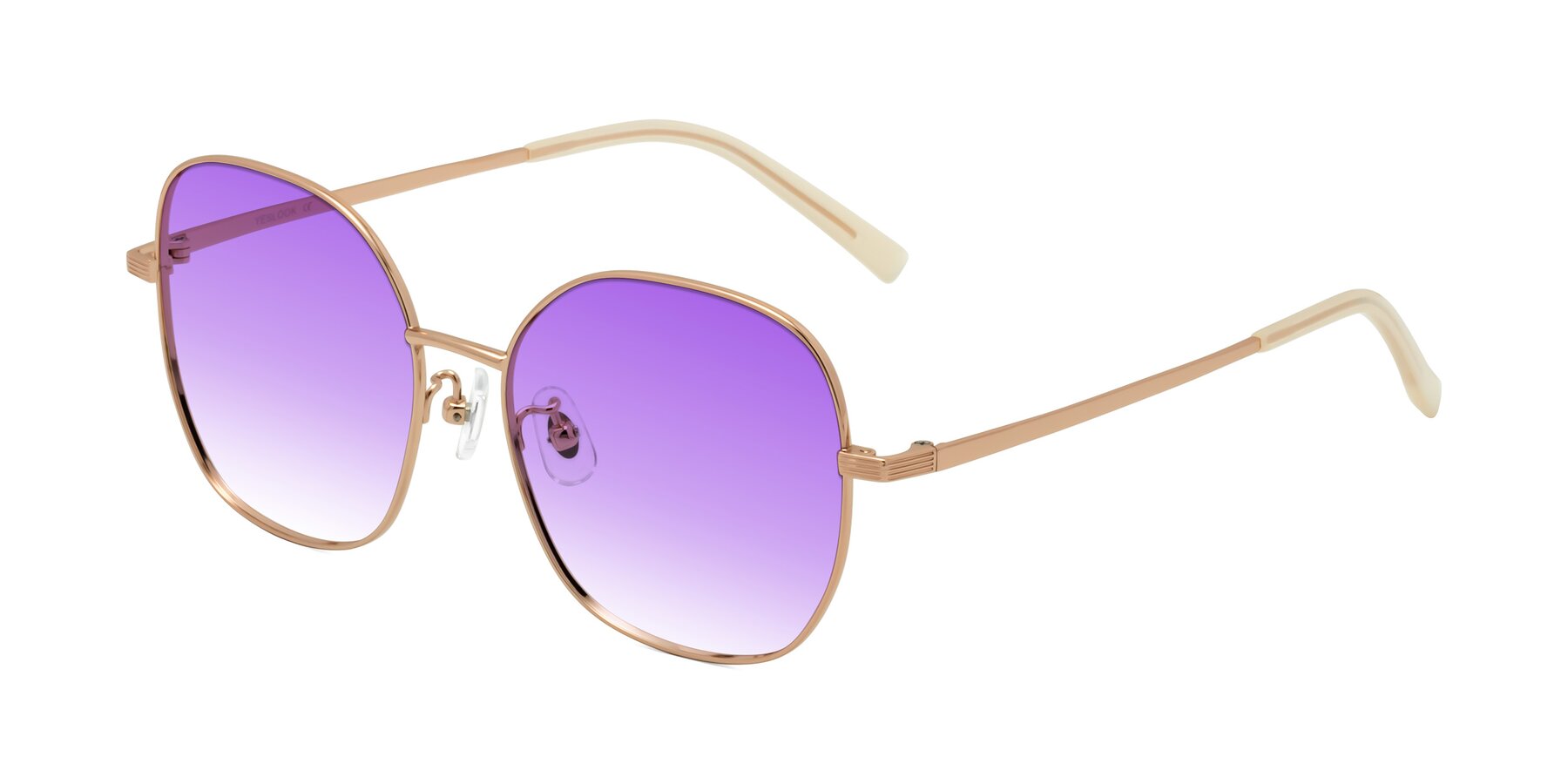 Angle of Zissy in Rose Gold with Purple Gradient Lenses