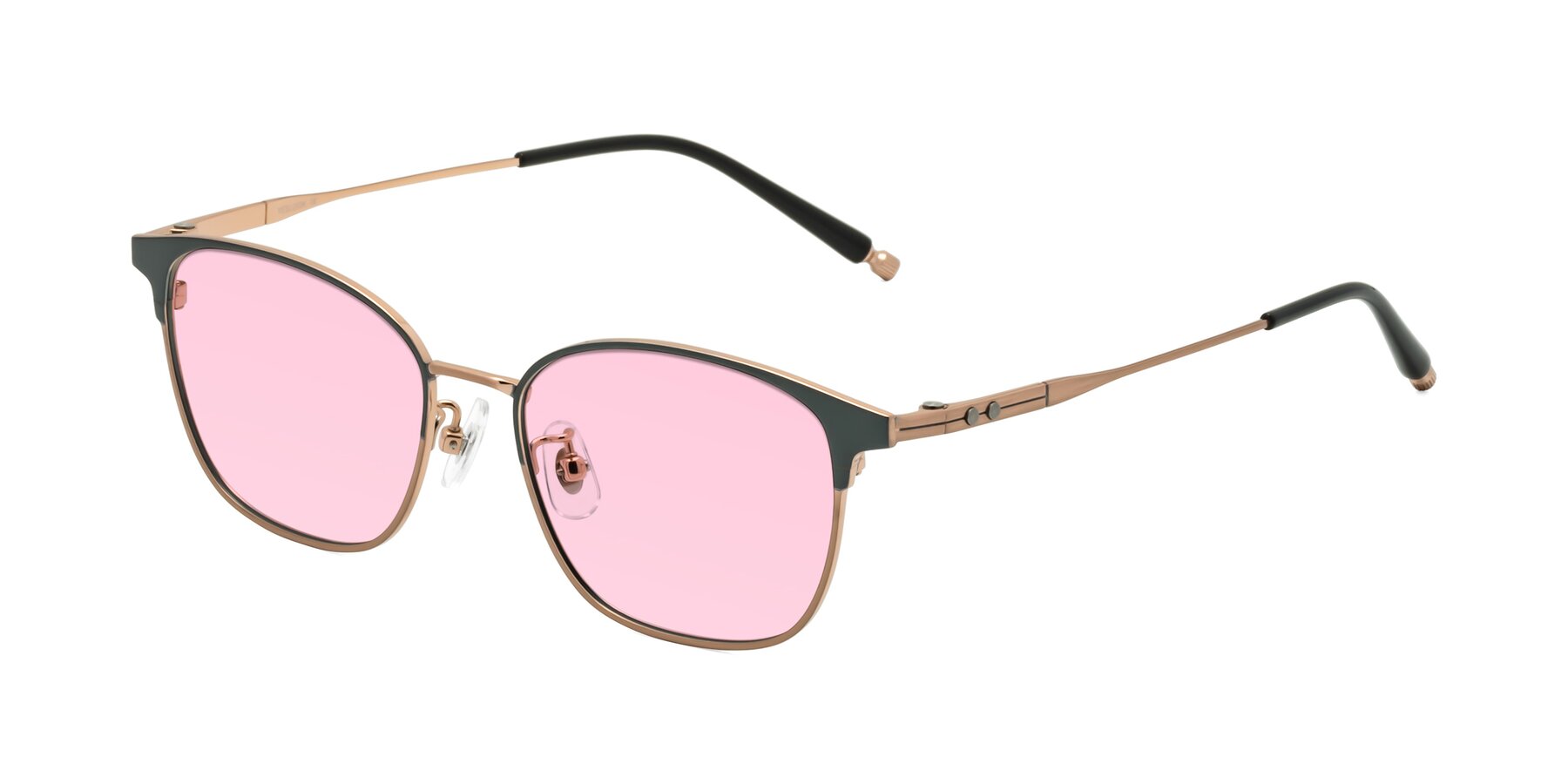 Angle of Tavares in Midnight Gunmetal-Copper with Light Pink Tinted Lenses