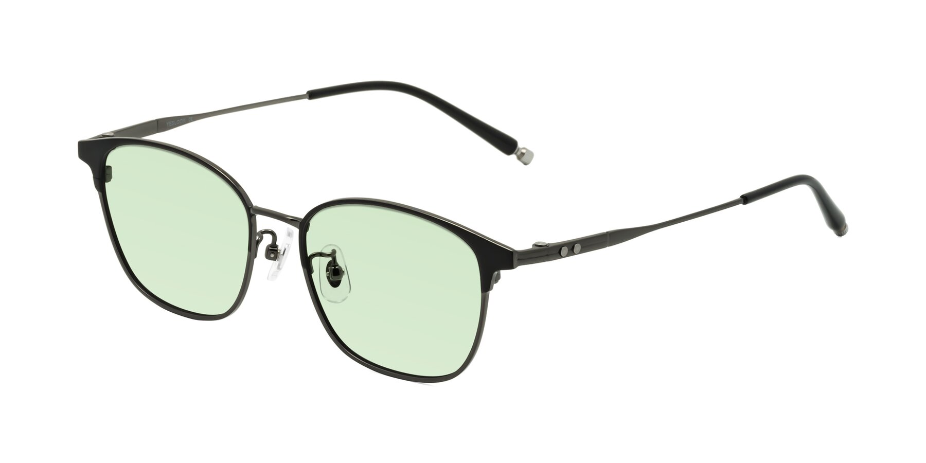 Angle of Tavares in Matte Black-Gunmetal with Light Green Tinted Lenses