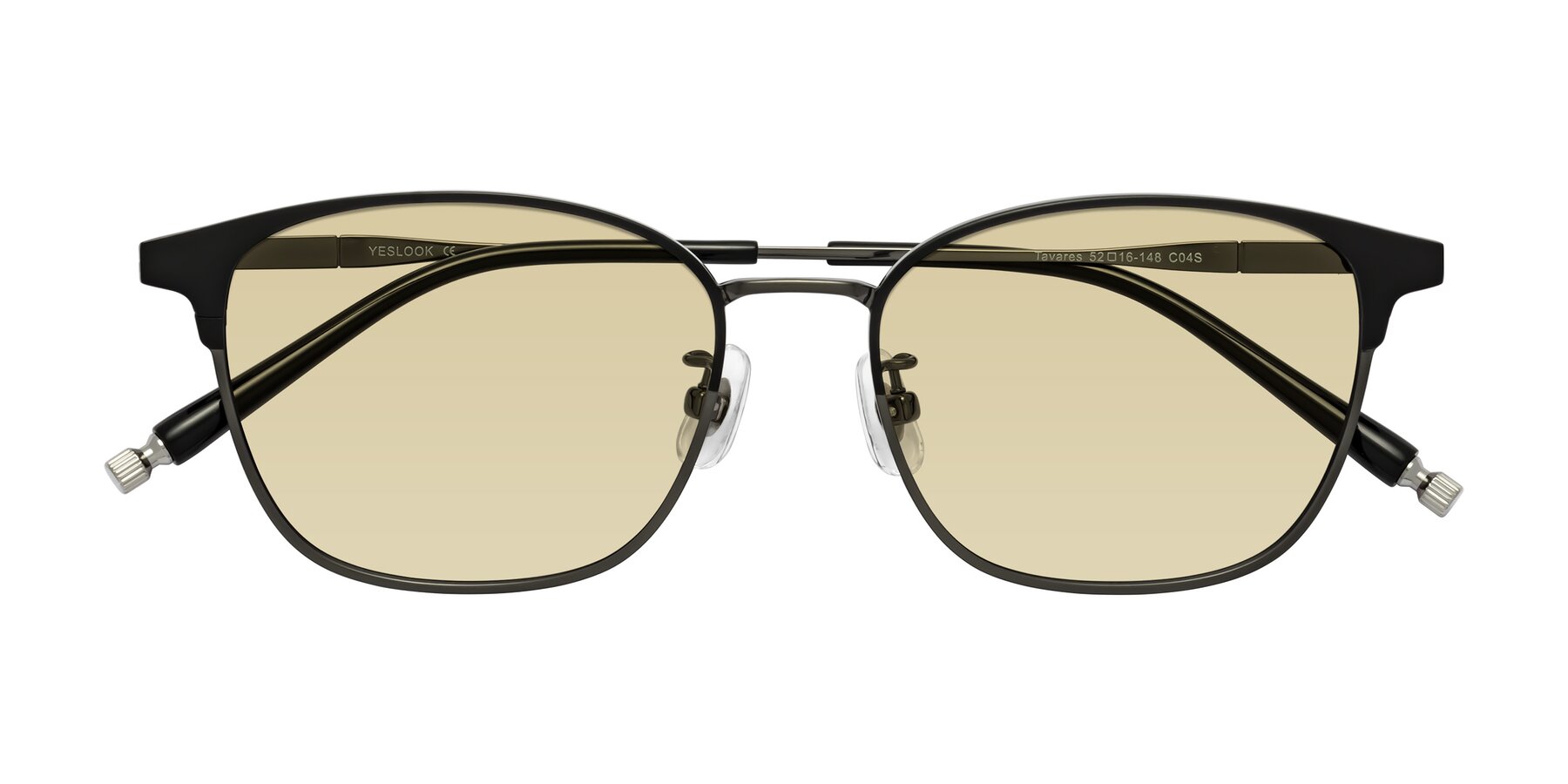 Folded Front of Tavares in Matte Black-Gunmetal with Light Champagne Tinted Lenses