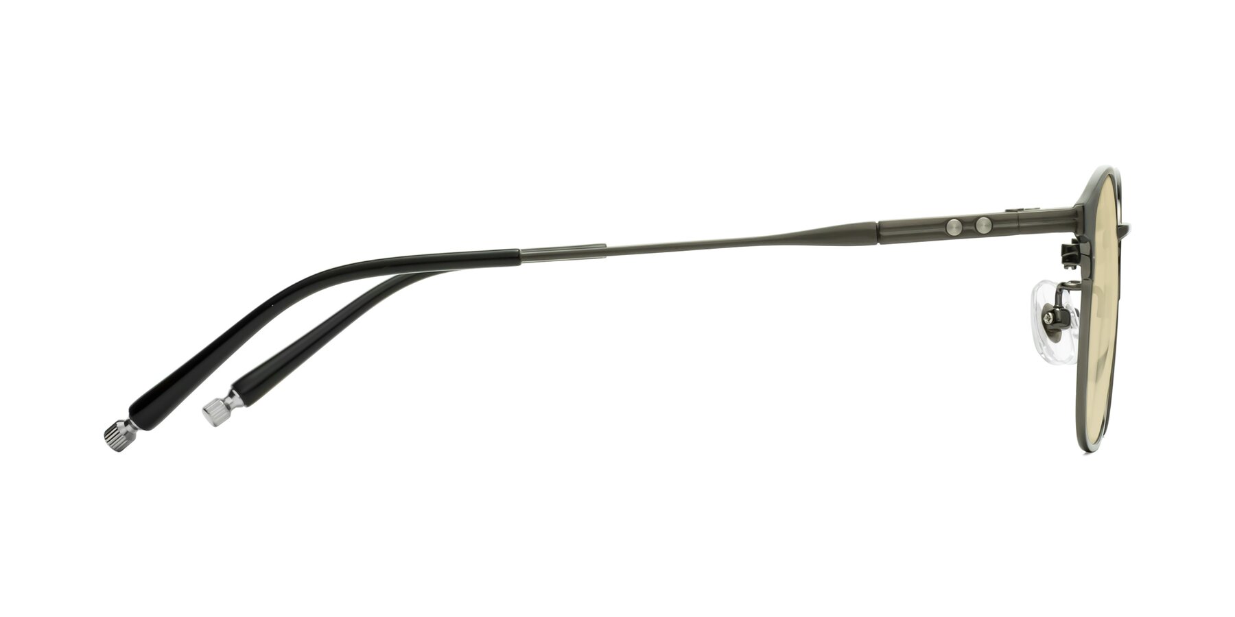 Side of Tavares in Matte Black-Gunmetal with Light Champagne Tinted Lenses