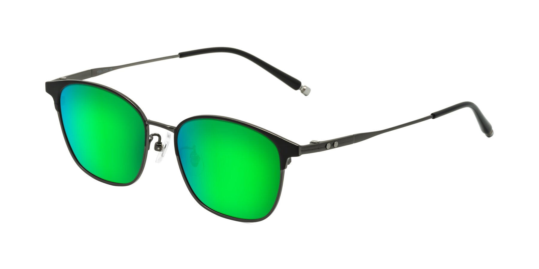 Angle of Tavares in Matte Black-Gunmetal with Green Mirrored Lenses