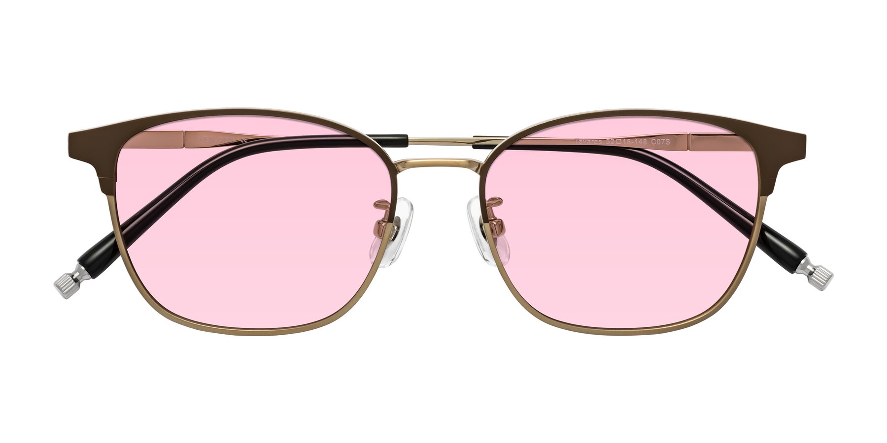 Folded Front of Tavares in Coffee Gunmetal-Bronze with Light Pink Tinted Lenses