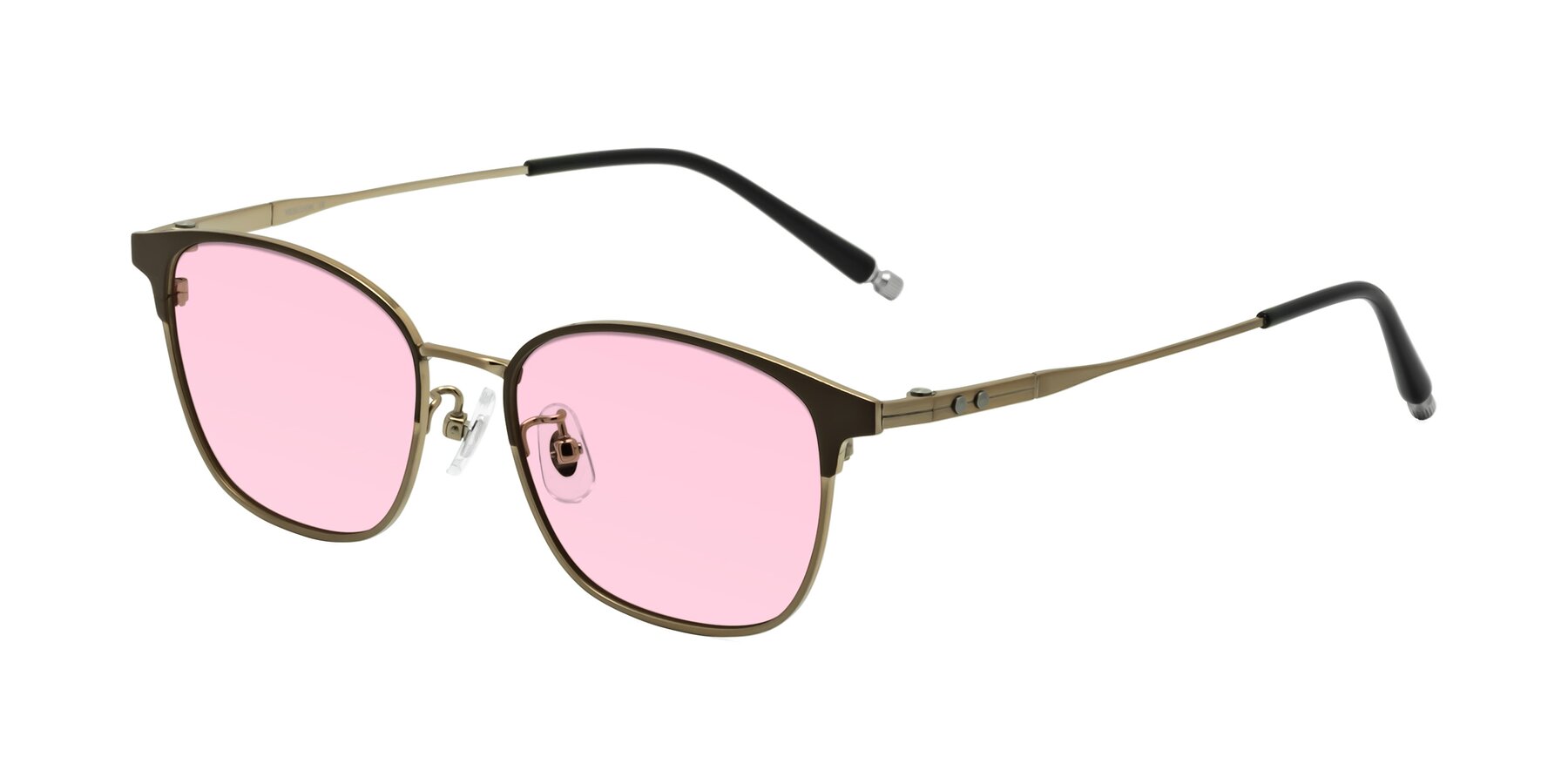 Angle of Tavares in Coffee Gunmetal-Bronze with Light Pink Tinted Lenses