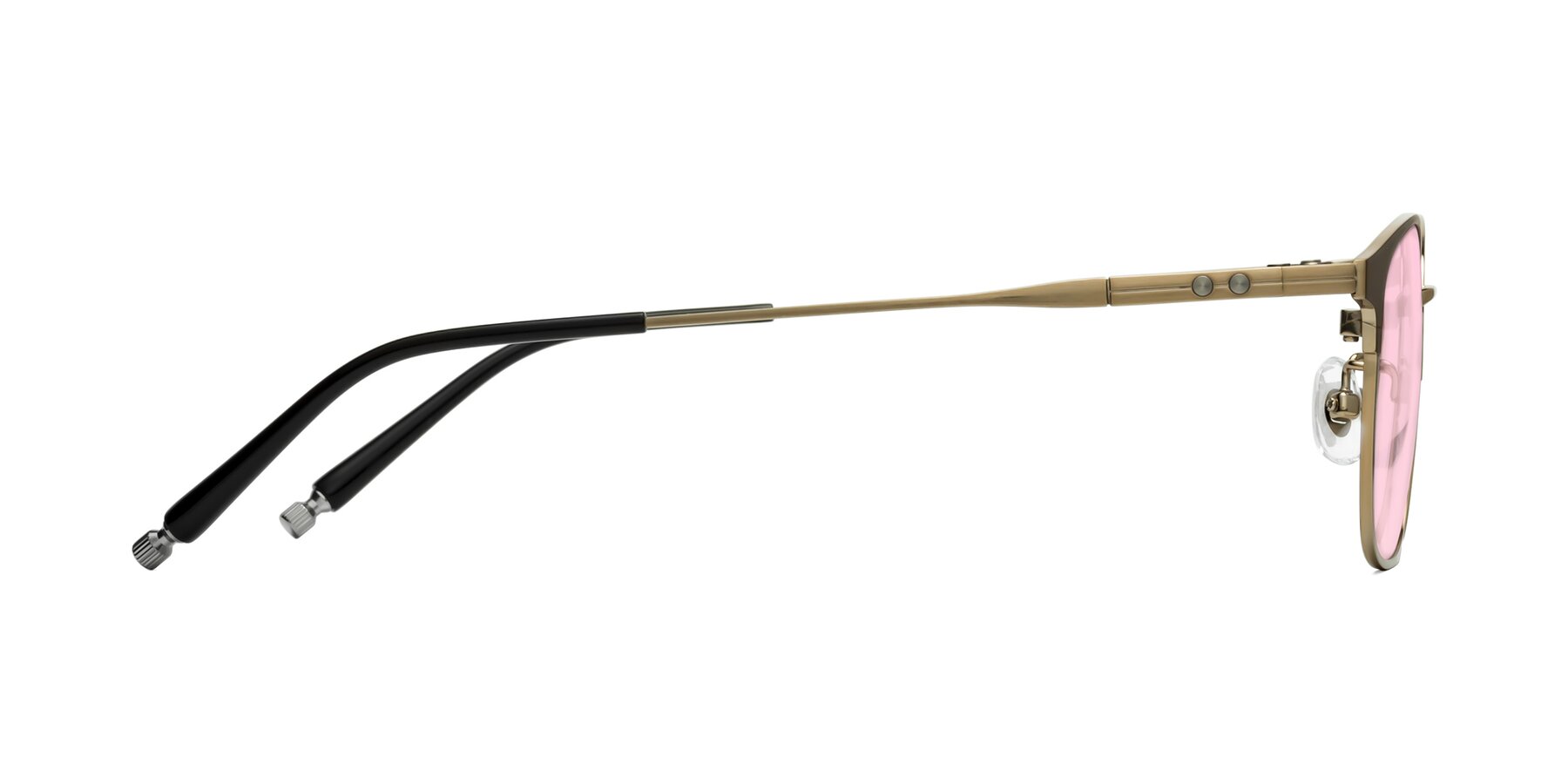 Side of Tavares in Coffee Gunmetal-Bronze with Light Pink Tinted Lenses