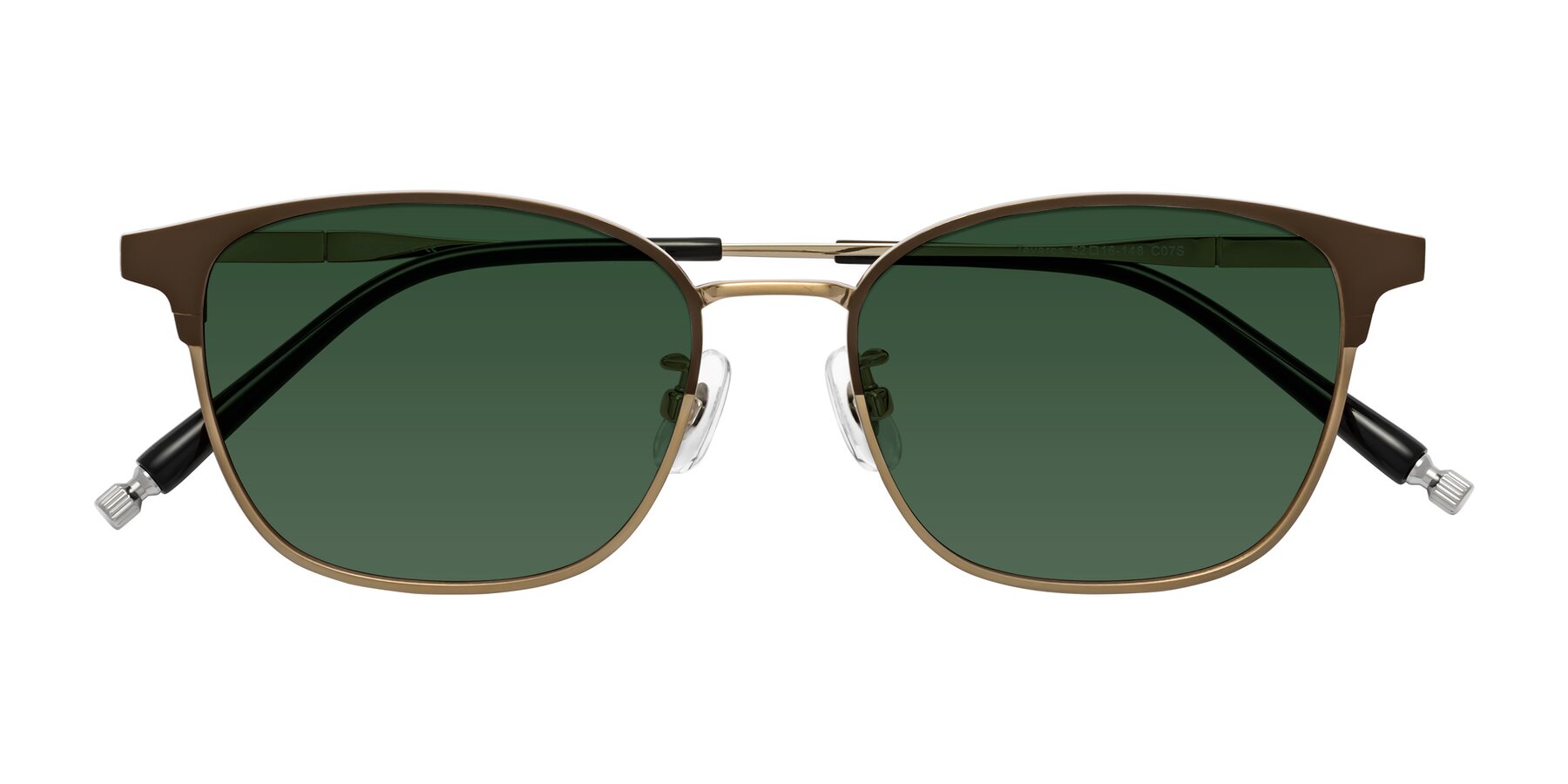 Folded Front of Tavares in Coffee Gunmetal-Bronze with Green Tinted Lenses