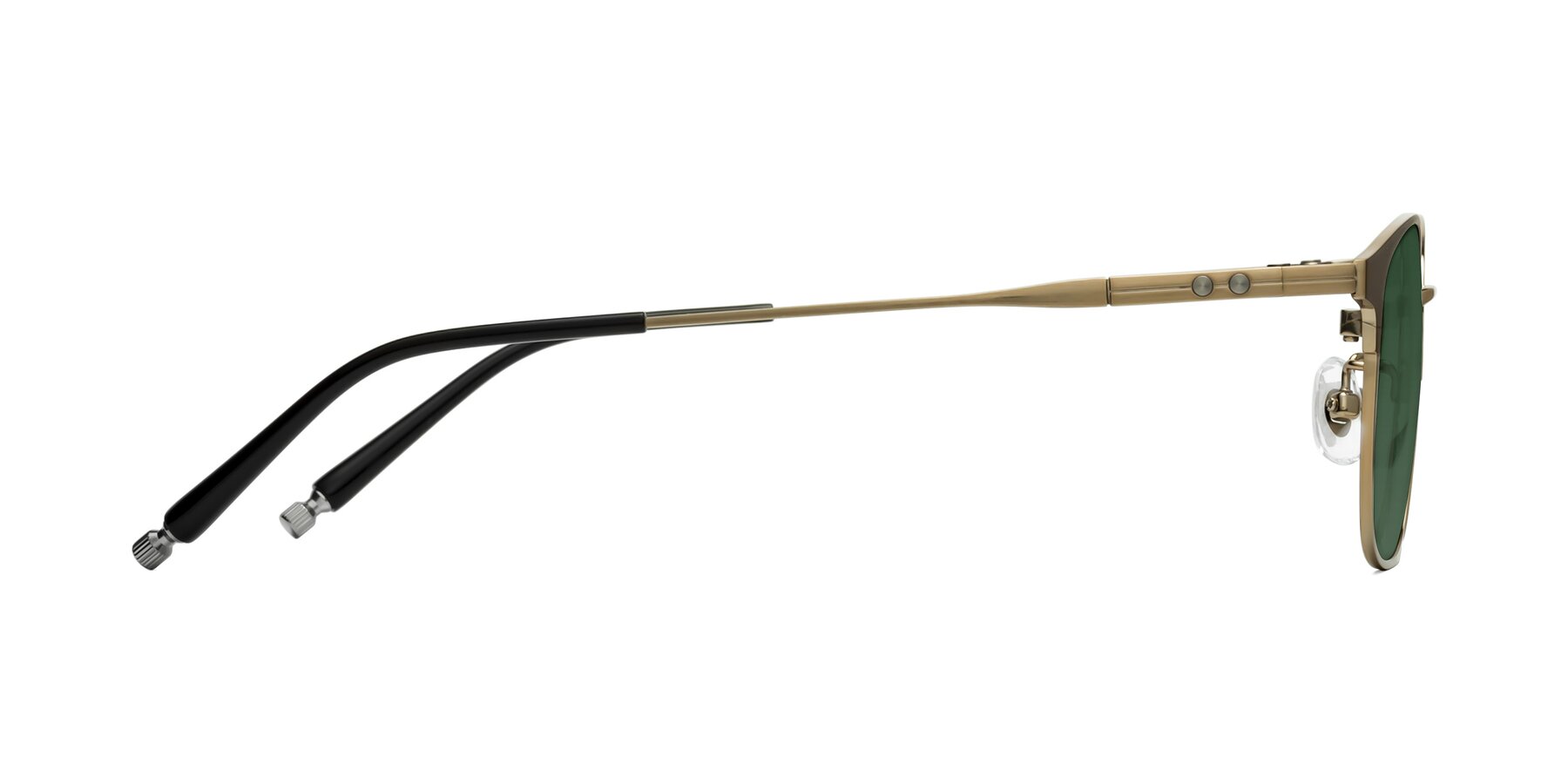 Side of Tavares in Coffee Gunmetal-Bronze with Green Tinted Lenses