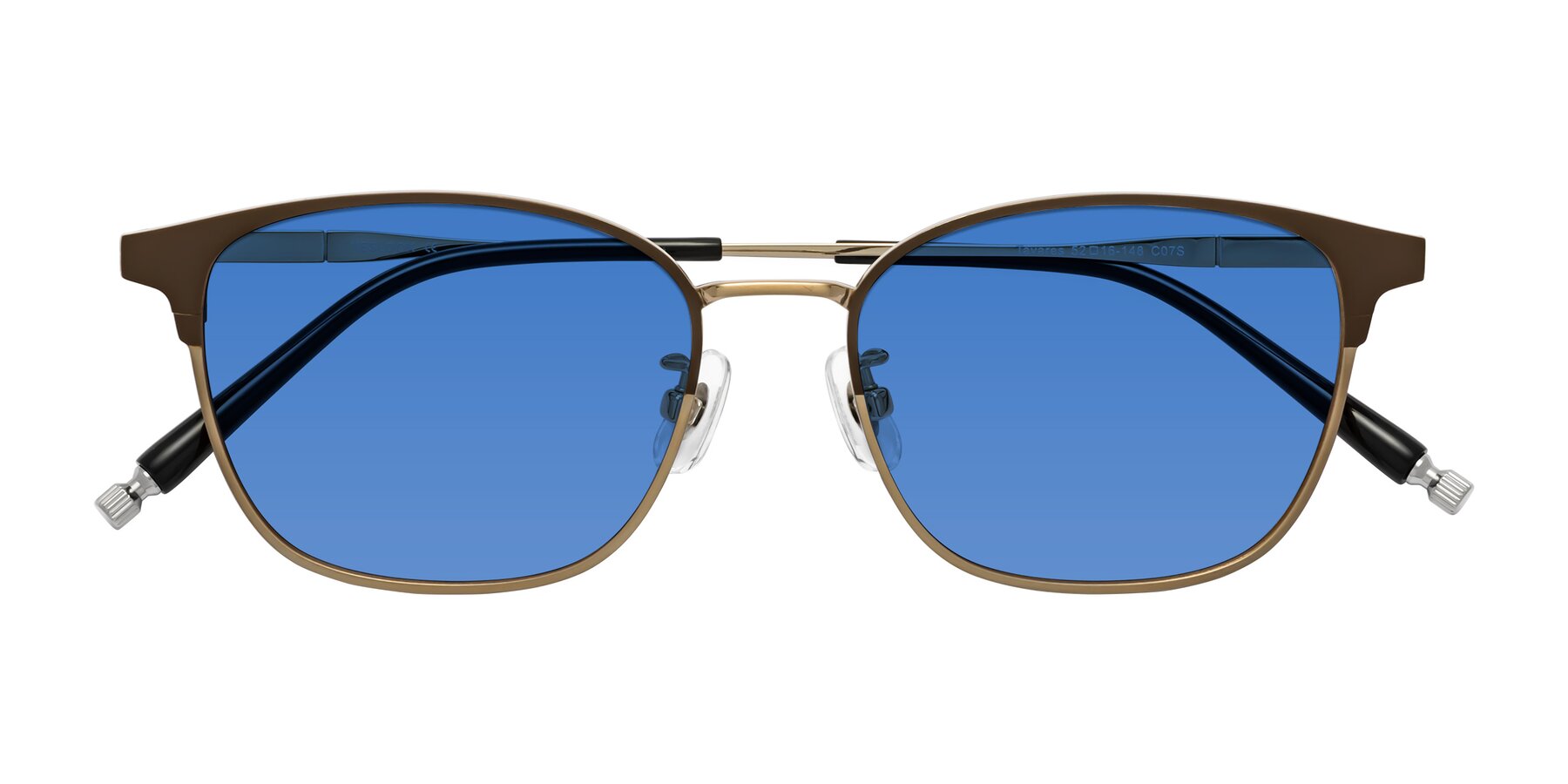 Folded Front of Tavares in Coffee Gunmetal-Bronze with Blue Tinted Lenses