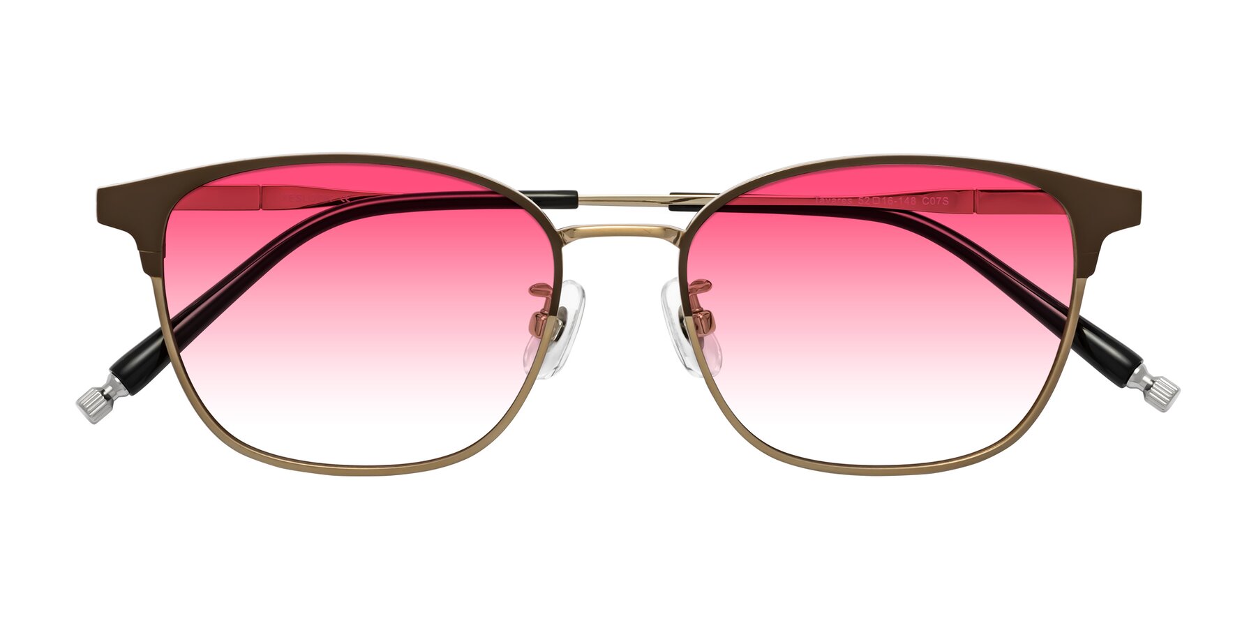 Folded Front of Tavares in Coffee Gunmetal-Bronze with Pink Gradient Lenses
