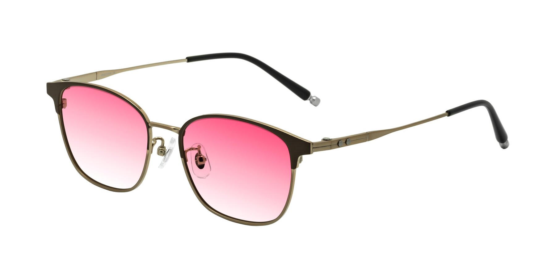 Angle of Tavares in Coffee Gunmetal-Bronze with Pink Gradient Lenses