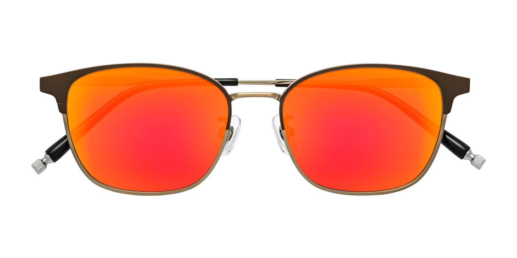 Folded Front of Tavares in Coffee Gunmetal-Bronze with Red Gold Mirrored Lenses