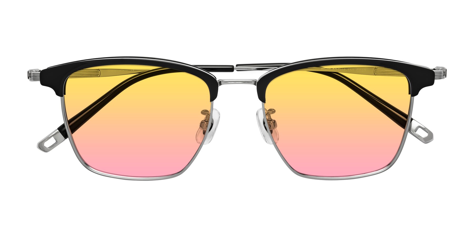 Folded Front of Wolff in Black-Silver with Yellow / Pink Gradient Lenses
