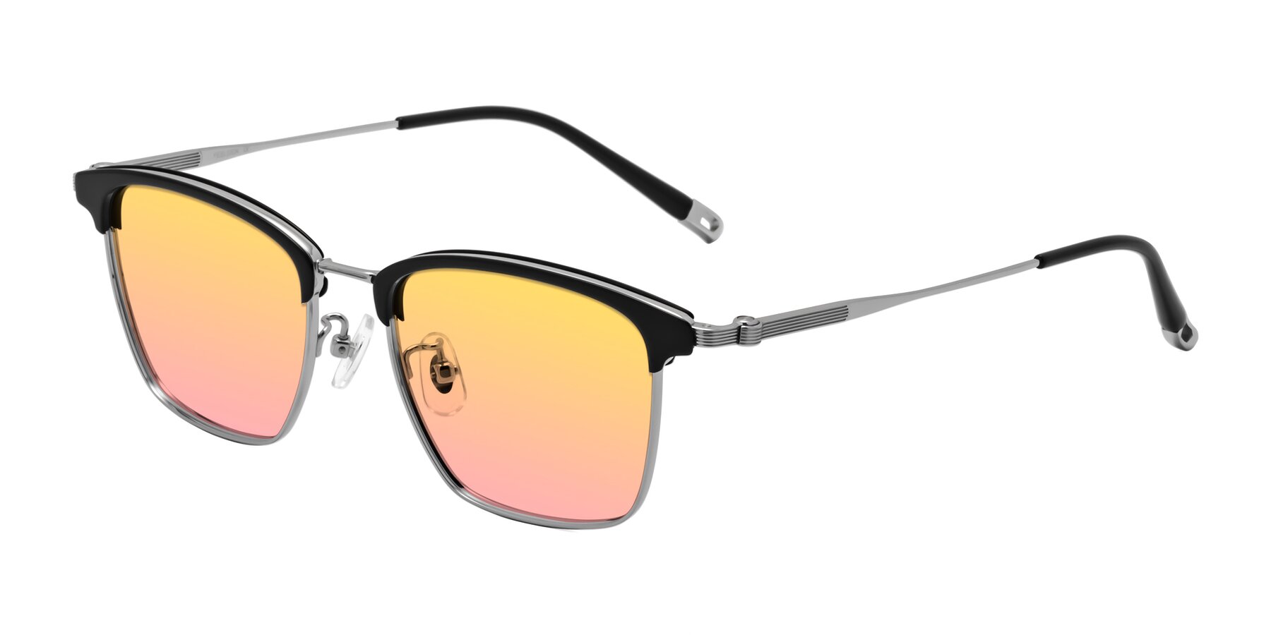Angle of Wolff in Black-Silver with Yellow / Pink Gradient Lenses