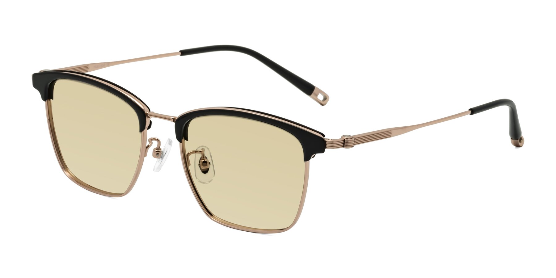 Angle of Wolff in Black-Rose Gold with Light Champagne Tinted Lenses