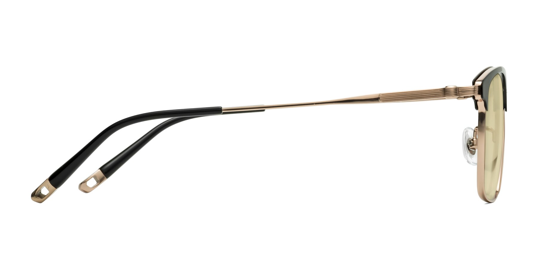Side of Wolff in Black-Rose Gold with Light Champagne Tinted Lenses