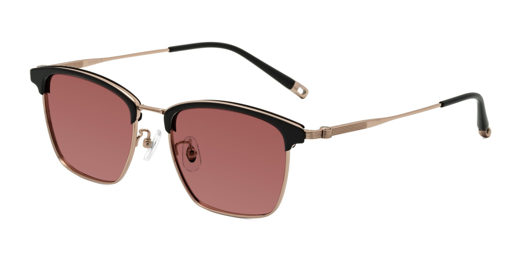Angle of Wolff in Black-Rose Gold with Garnet Tinted Lenses