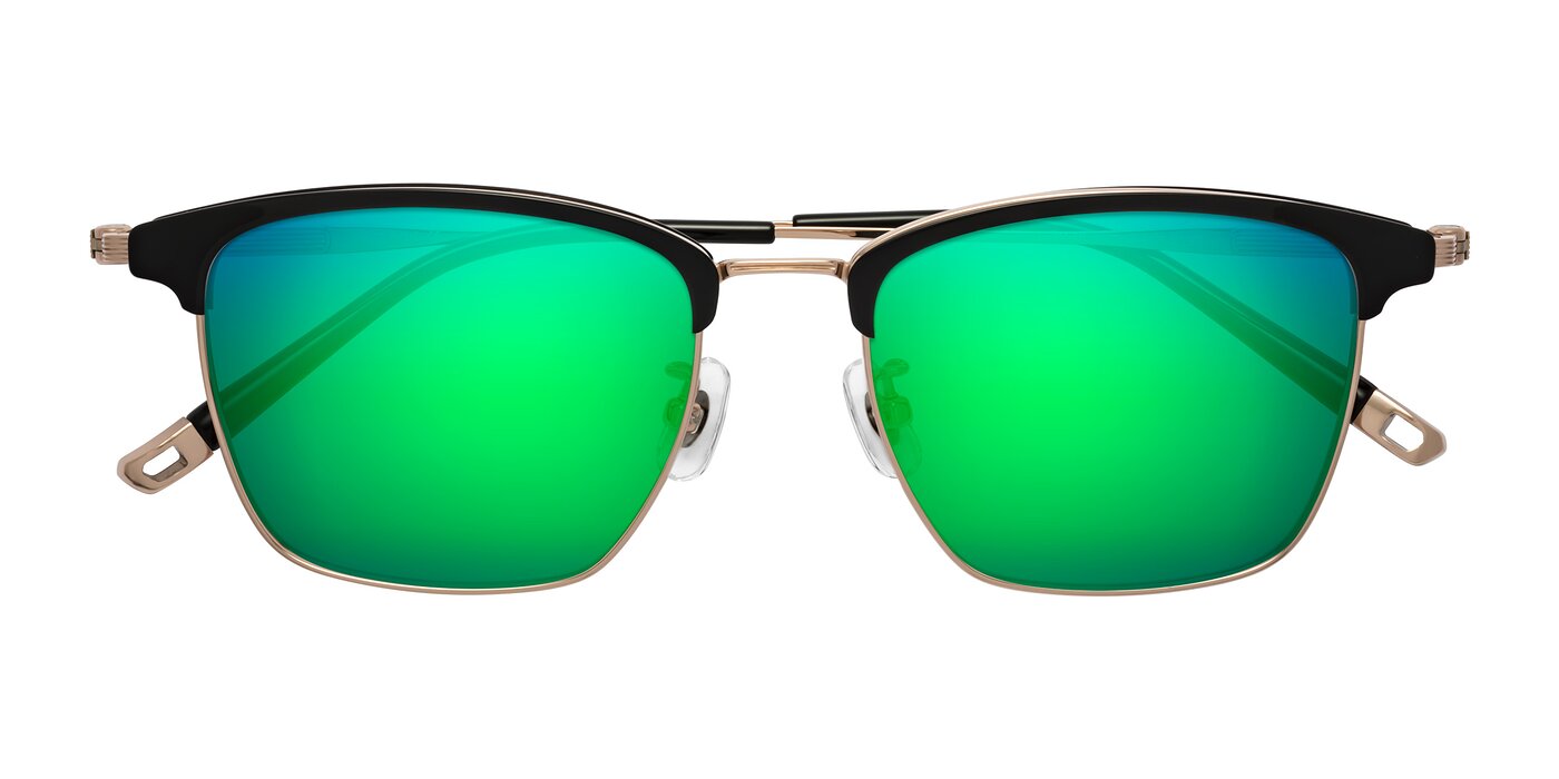 Wolff - Black/Rose Gold Flash Mirrored Sunglasses