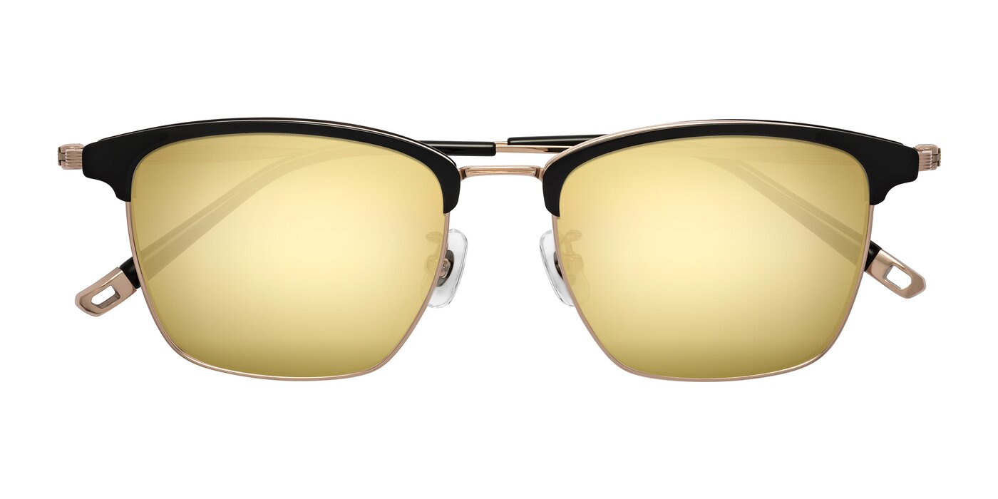 Wolff - Black/Rose Gold Flash Mirrored Sunglasses