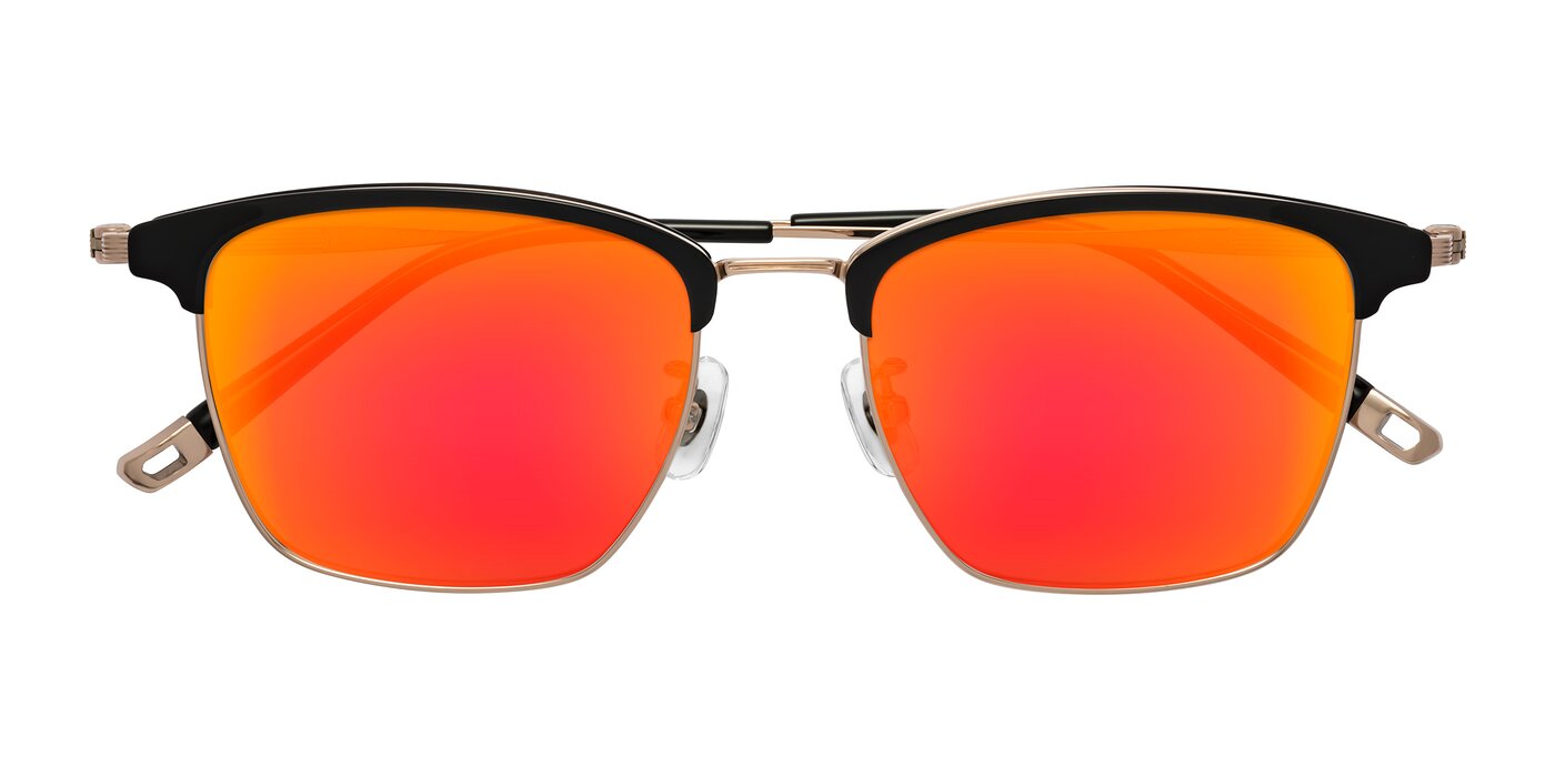 Wolff - Black/Rose Gold Flash Mirrored Sunglasses
