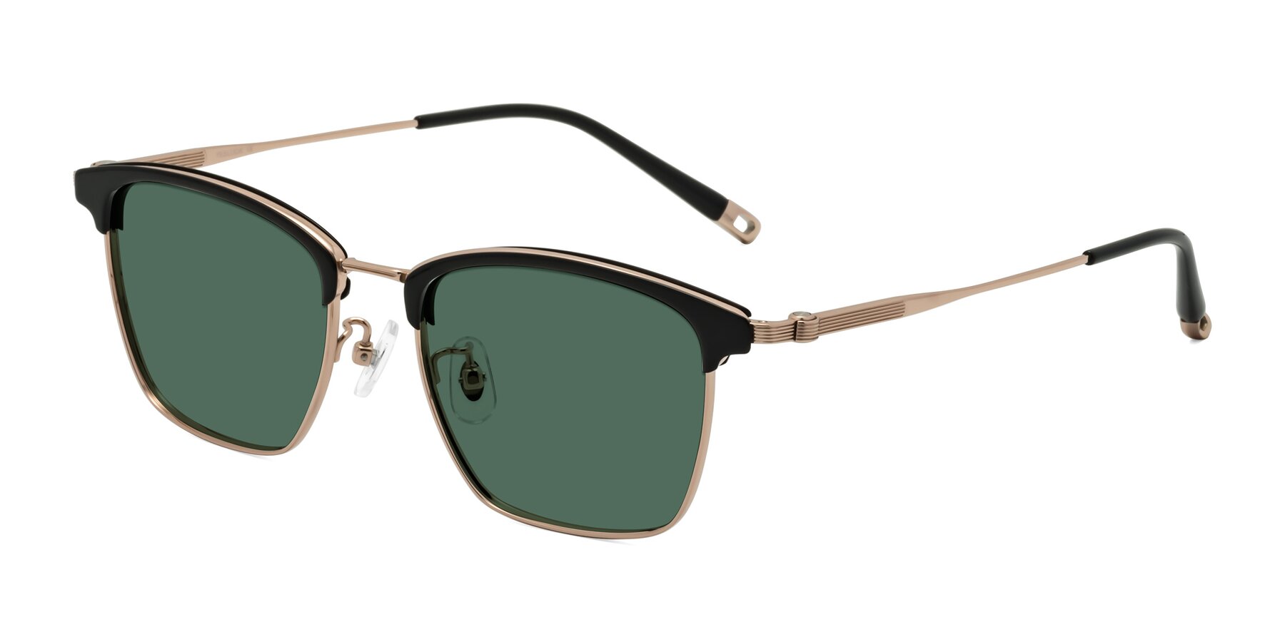 Angle of Wolff in Black-Rose Gold with Green Polarized Lenses
