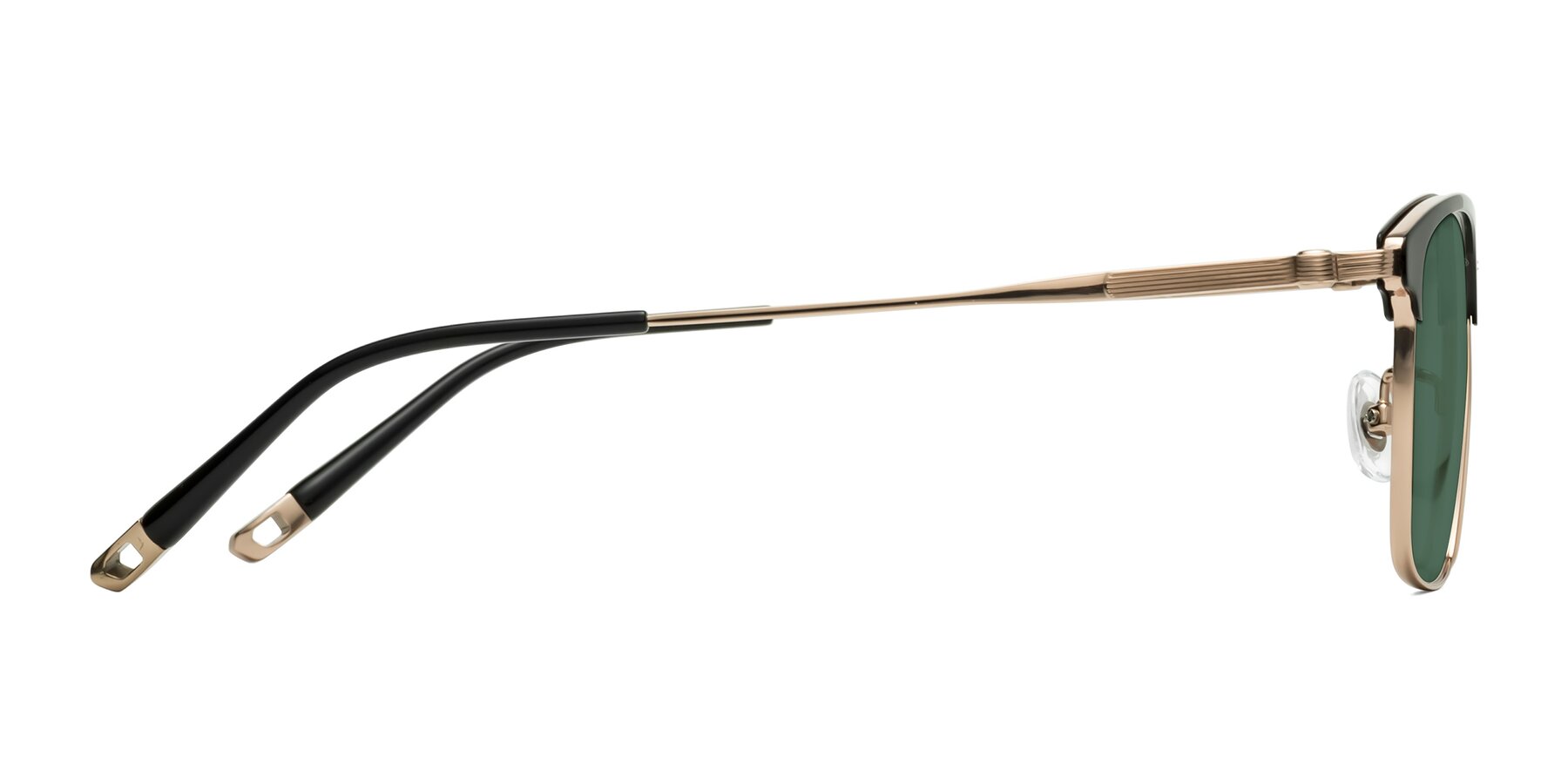 Side of Wolff in Black-Rose Gold with Green Polarized Lenses