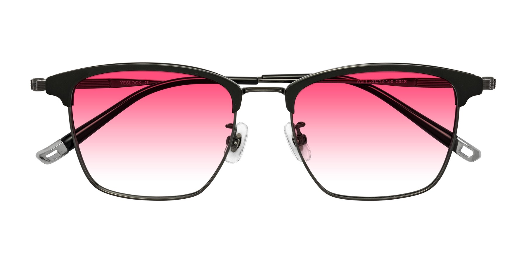 Folded Front of Wolff in Greenblack-Guntemal with Pink Gradient Lenses