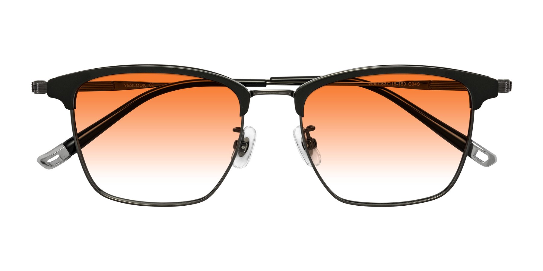 Folded Front of Wolff in Greenblack-Guntemal with Orange Gradient Lenses