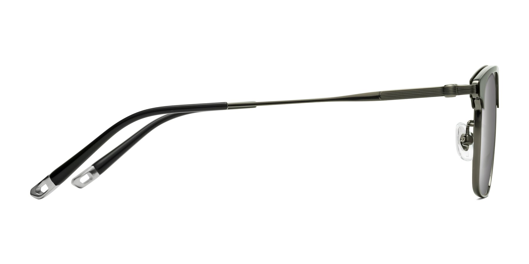 Side of Wolff in Greenblack-Guntemal with Silver Mirrored Lenses