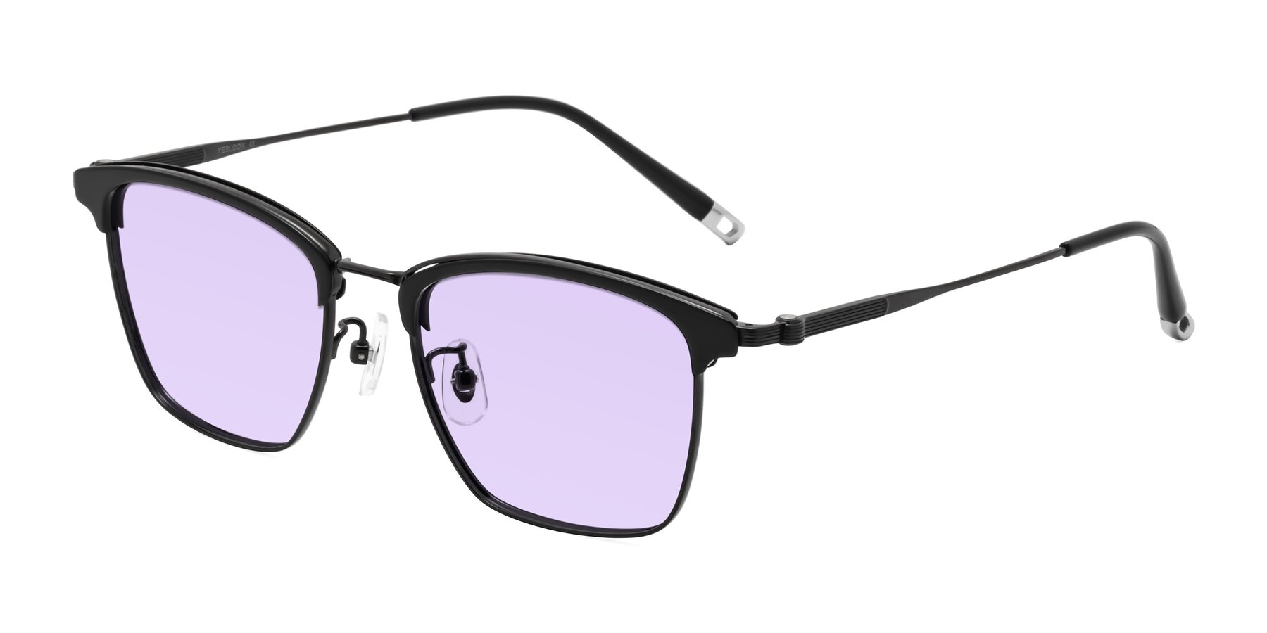 Angle of Wolff in Black with Light Purple Tinted Lenses